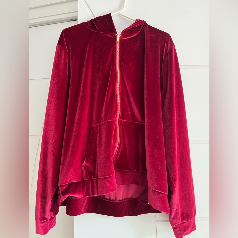 Fabletics Velour Sweatshirt Women's 3xl Red/Pink Full Zip Jacket